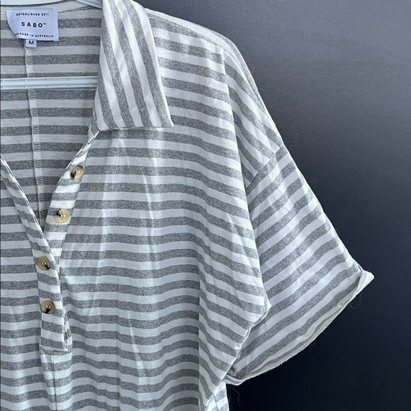 Sabo Striped Button-Front Shorts Romper – Size M - Picture 1 of 5